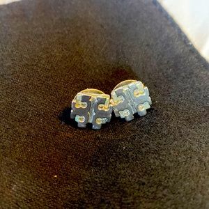 Tory Burch Sterling Silver Logo Post Earrings